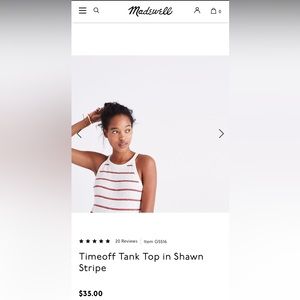 Madewell Sz XL Timeoff Tank Top in Shawn Stripe